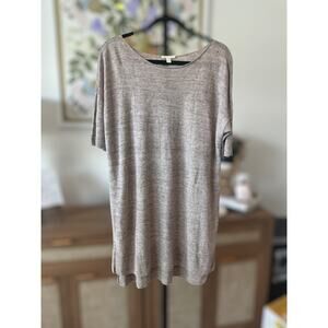 Eileen Fisher Italian Yarn 100% Linen Relaxed Tunic Top Beige Womens Size Medium